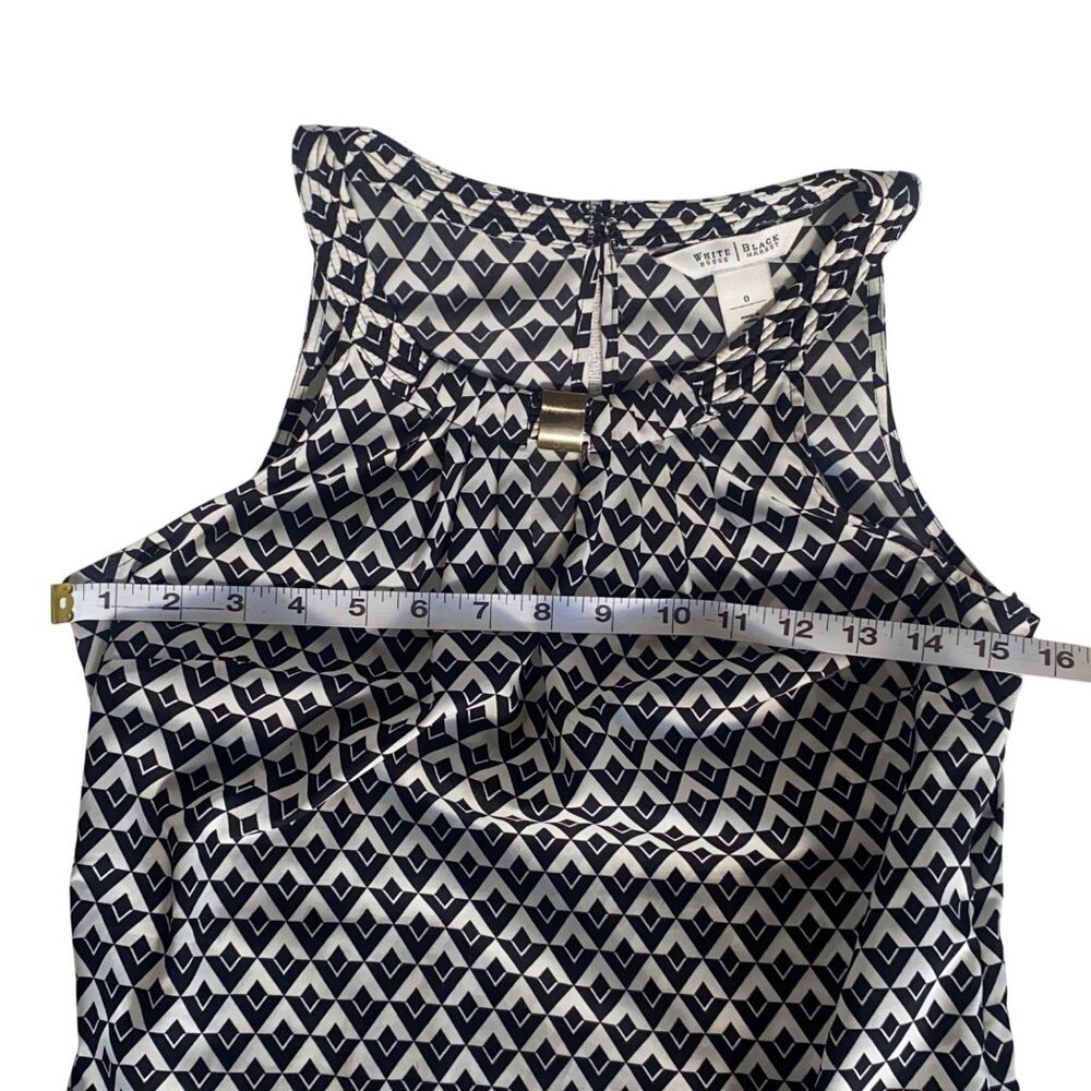 White House Black Market Sleeveless Geometric Print Blouse Womens Size 0 Keyhole - Picture 5 of 13